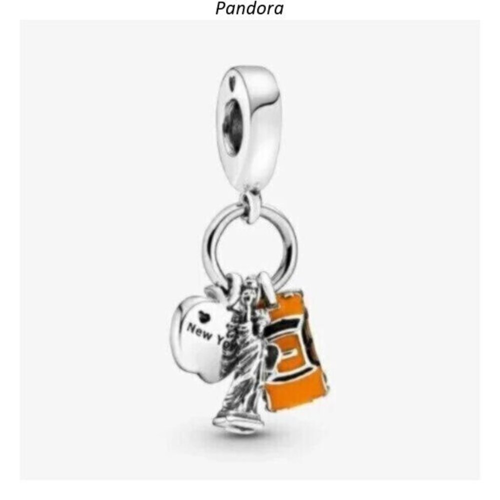 Pandora Silver and Orange Charm Bracelet